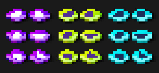 Set Kiwi fruit, Peas, Turnip, Eggplant, Apple and Mango icon. Vector