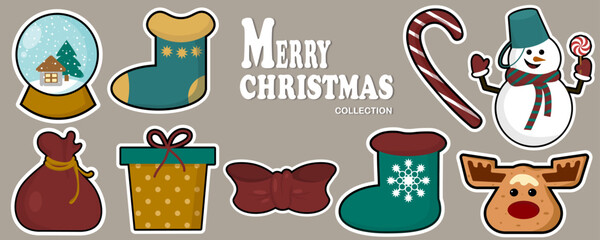 Vector set.Modern character Christmas collection. Christmas collection for paper design. Elegant decorative design