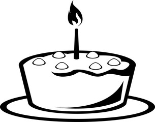 Cake with candle isolated sweet dessert