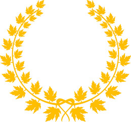 Golden laurel wreath heraldic emblem