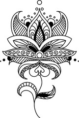 Floral ornament ink outline vector illustration