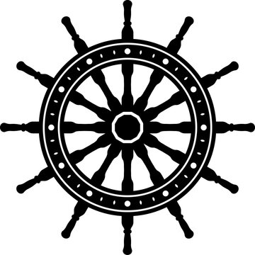 Ship steering wheel contour vector illustration