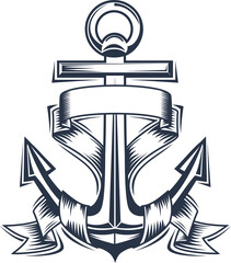 Marine anchor contour vector illustration © Vector Tradition