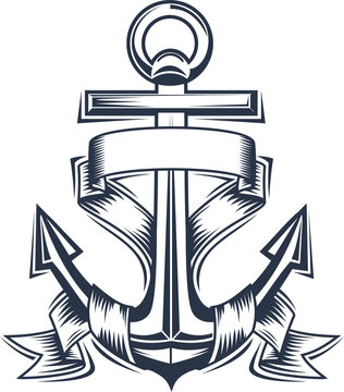 recommend clip art: Marine anchor contour vector illustration