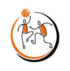 Basketball Stickman Figure Logo Sign