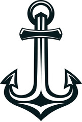 Marine, anchor silhouette vector illustration