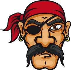 Obraz premium Evil pirate hand drawn vector illustration