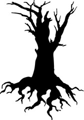 Creepy dead tree silhouette vector illustration