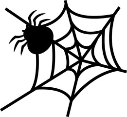 Spider in spiderweb silhouette vector illustration