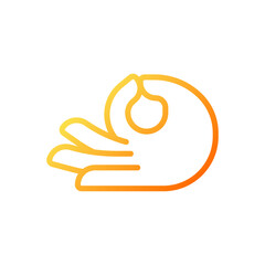 Meditation mudra pixel perfect gradient linear vector icon. Touching thumb and index fingers. Body language. Thin line color symbol. Modern style pictogram. Vector isolated outline drawing