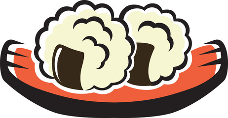 Rice balls on plate isolated onigiri