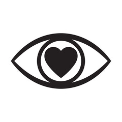 Eye icon. Heart in the eye icon. 