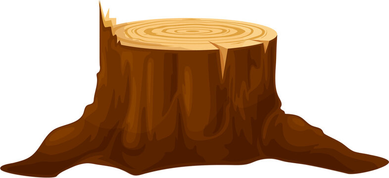 Vector cut wood stump isolated tree trunk icon