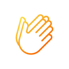 Fototapeta premium Hand holding something pixel perfect gradient linear vector icon. Space between palms. Gesture and position. Thin line color symbol. Modern style pictogram. Vector isolated outline drawing