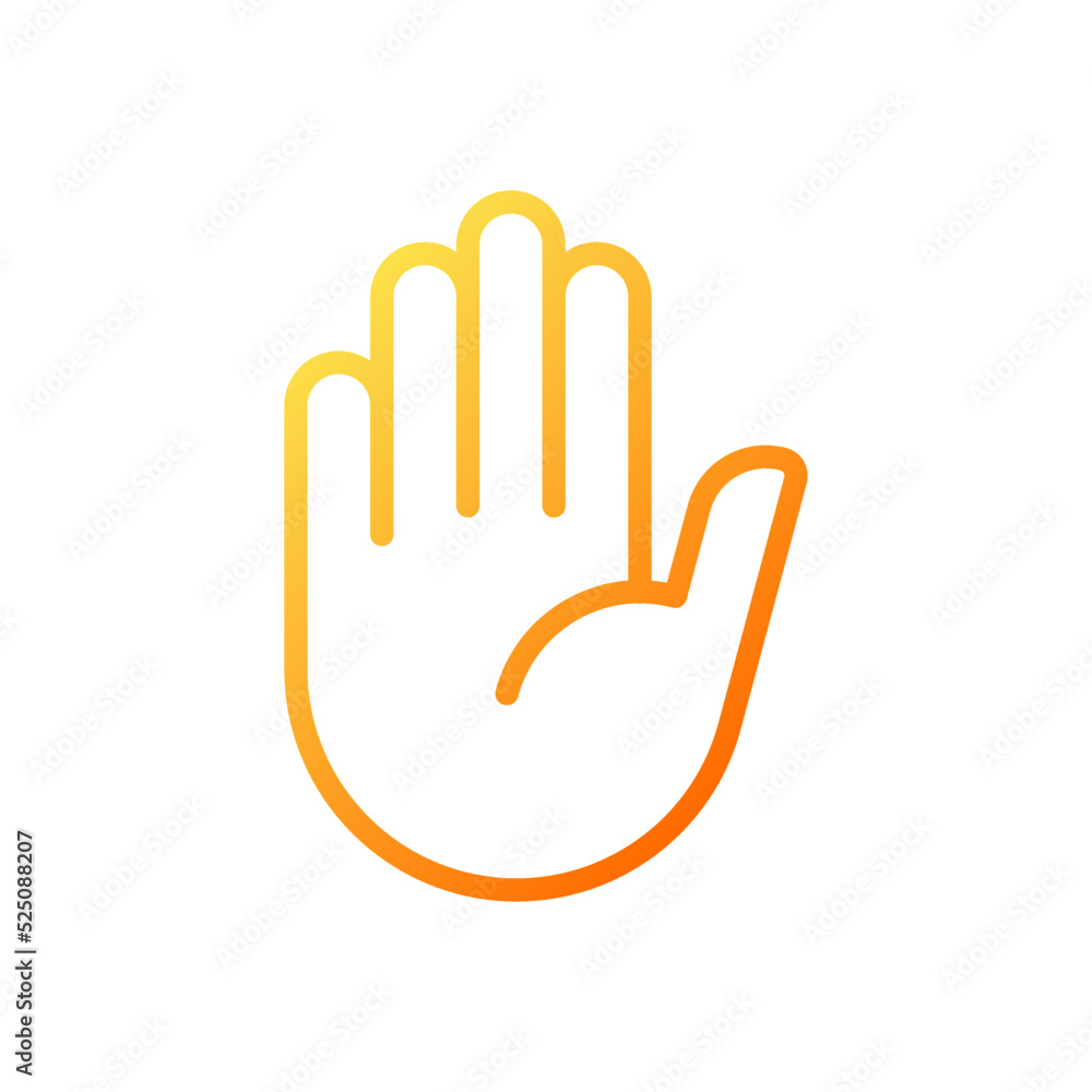 Aufkleber stop gesture pixel perfect gradient linear vector icon. prohibition and restriction signal. body lan