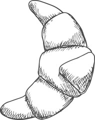 French roll isolated croissant monochrome sketch
