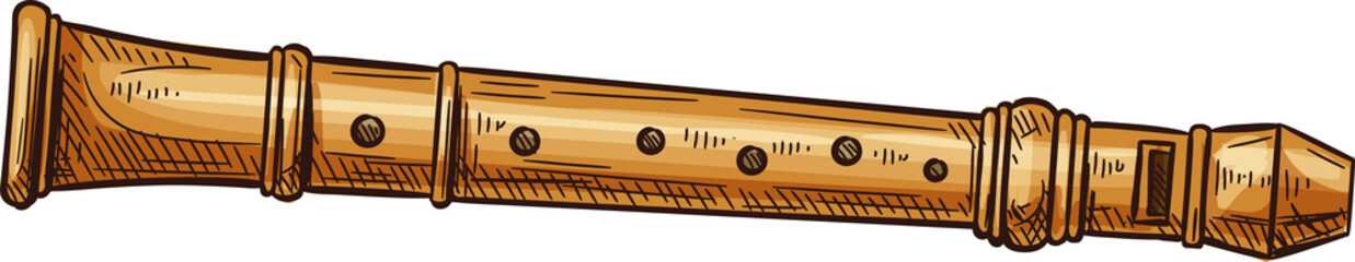 Wind musical instrument flute icon