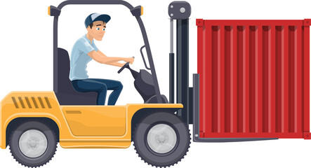 Warehouse worker in forklift truck © Vector Tradition