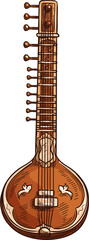 Musical instrument indian sitar icon