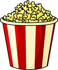 Fastfood snack isolated popcorn bucket, movie food