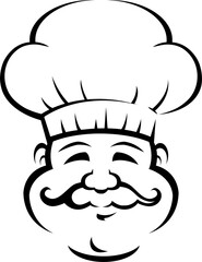 Senior professional chef outline illustration