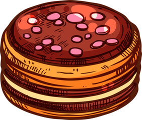 Cookies with chocolate, double biscuits isolated