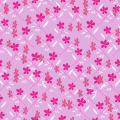 Cute simple flower seamless pattern. Doodle botanical plants background. Hand drawn abstract floral wallpaper.