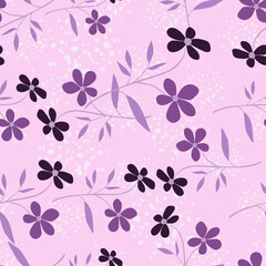 Vintage doodle flower seamless pattern. Retro abstract floral wallpaper. Hand drawn plants endless background.