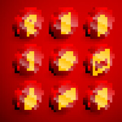 Set line Award cup, Medal, Sport expander, Baseball bat, Volleyball, Bathroom scales, TPX loop training equipment and Football soccer field icon. Vector