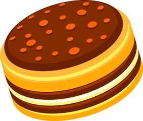 Double biscuits with chocolate isolated cookies