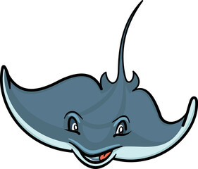 Cartoon stingray marine animal isolated ray fish © Vector Tradition