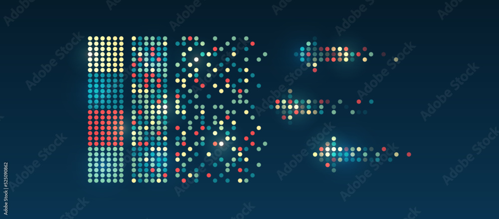 Aufkleber Structuring the flow of information. Data analytics concept. Sorting a large amount of data on a dark background. Big data visualization. Futuristic network or business analytics.