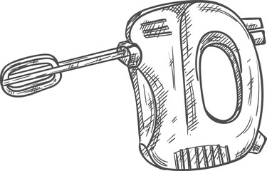 Hand mixer sketch isolated kitchen utensil