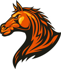 Fototapeta na wymiar Mustang horse head isolate equestrian sport mascot