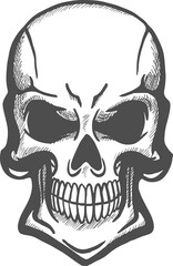 Human skull monochrome sketch, tattoo design