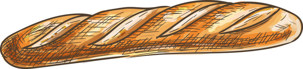 Baguette long loaf French bread isolated