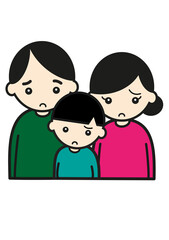 Obraz na płótnie Canvas 困り顔の三人家族