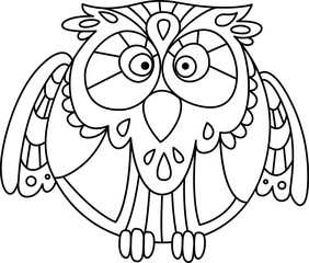 Obraz premium Outline owl symbol of wisdom isolated wise bird
