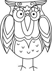 Owl tired or scared bird isolated outline owlet