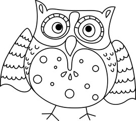 Fototapeta premium Owl tired or scared bird isolated outline owlet
