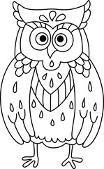 Outline owl symbol of wisdom isolated wise bird