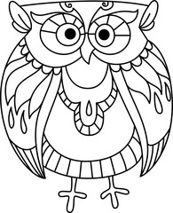 Outline owl symbol of wisdom isolated wise bird