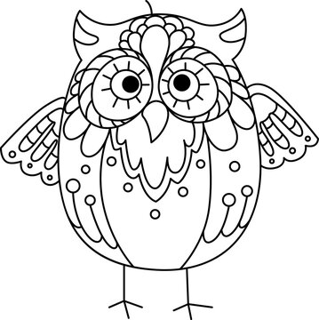 Owl tired or scared bird isolated outline owlet