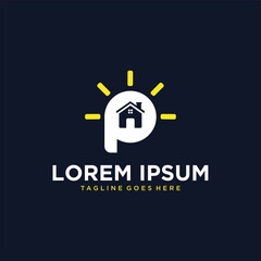 Letter P Home Ligt Room Logo Design - obrazy, fototapety, plakaty