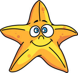 Cartoon starfish isolated seashell marine creature