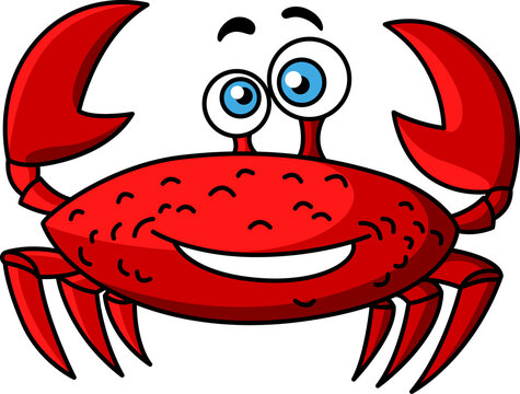 Cartoon crab isolated underwater animal, big eyes