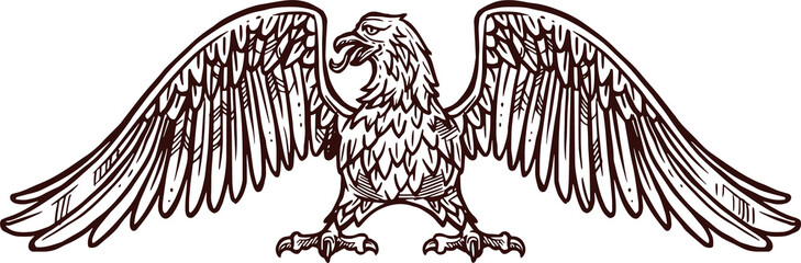 Eagle or hawk golden icon, vector sketch