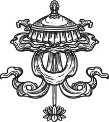 Chatra umbrella, Buddhism religion symbol sketch