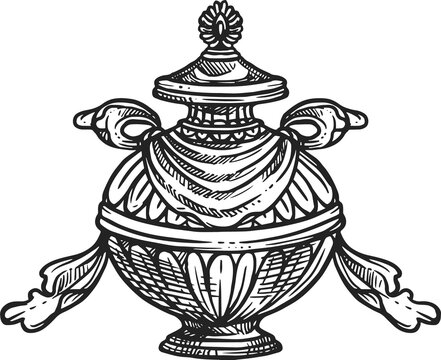 Bumpa vase, Buddhism religion symbol sketch