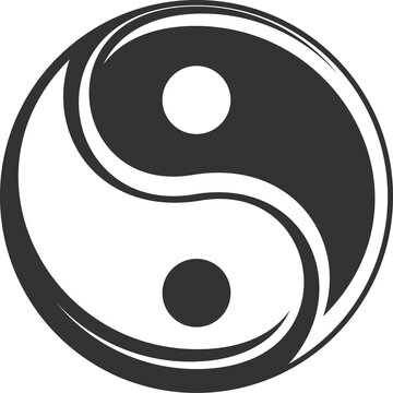 Yin yang isolated buddhism symbol, dark and bright